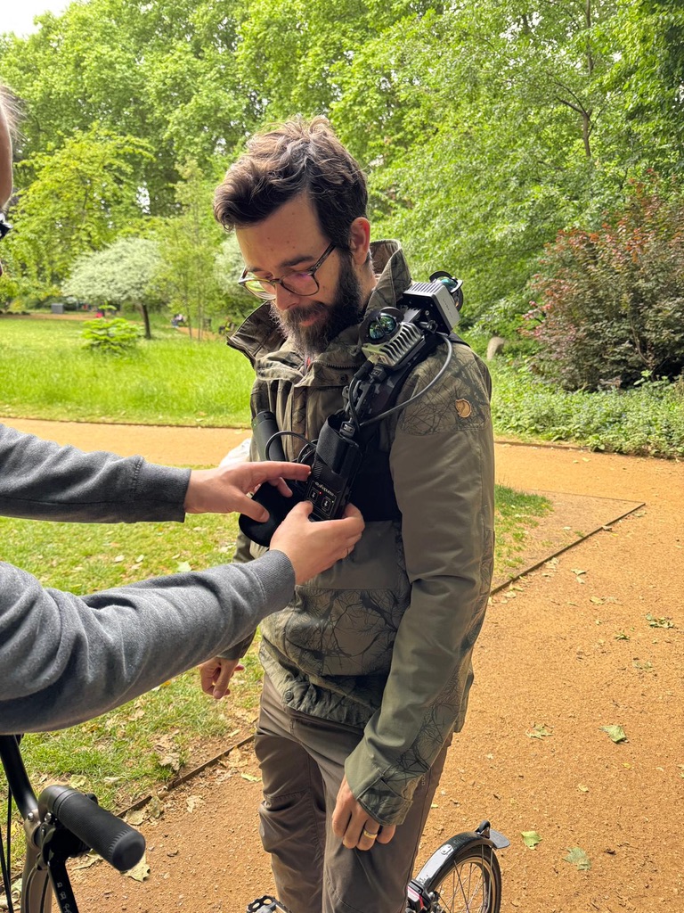 Martin Mokroš surveying with a backpack-mounted mobile LiDAR scanner